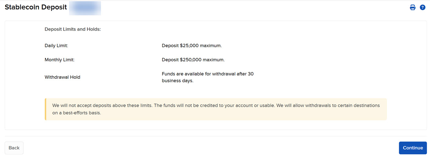 The stablecoin deposit in portal. 